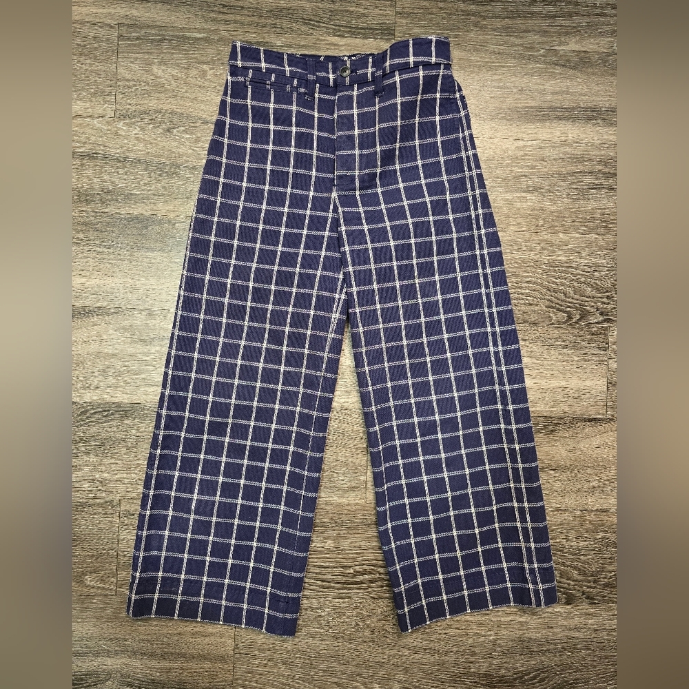 Madewell Emmett Wide Leg Pant, blue plaid
